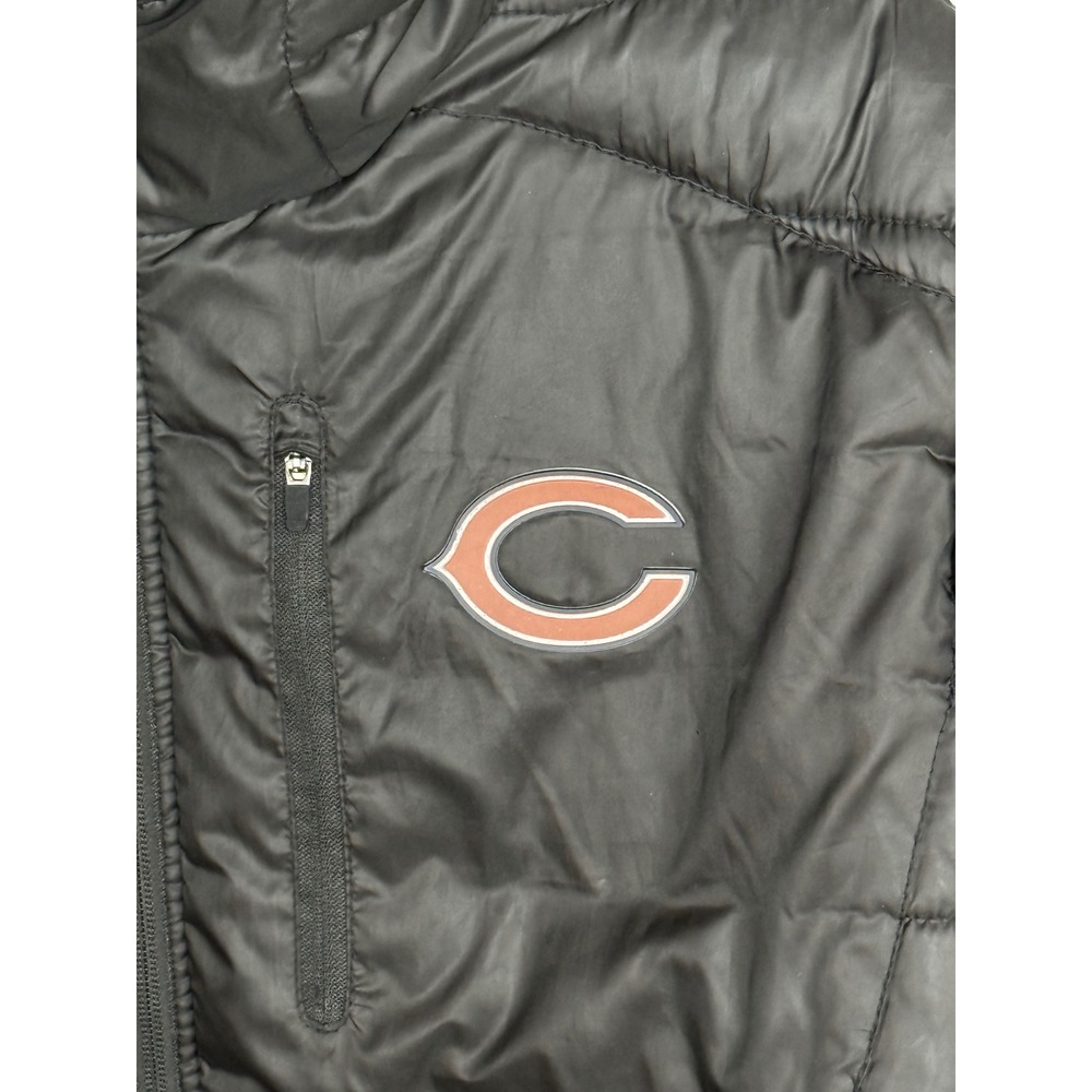 NFL Team Apparel Chicago Bears Puffer Jacket Mens‎ L Black Hooded Quilted Coat - Picture 3 of 16